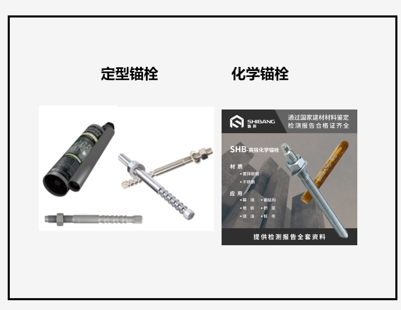 定型錨栓和化學錨栓 定型錨栓和化學錨栓